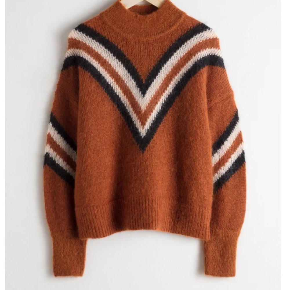 Mock Neck Varsity Stripe Sweater